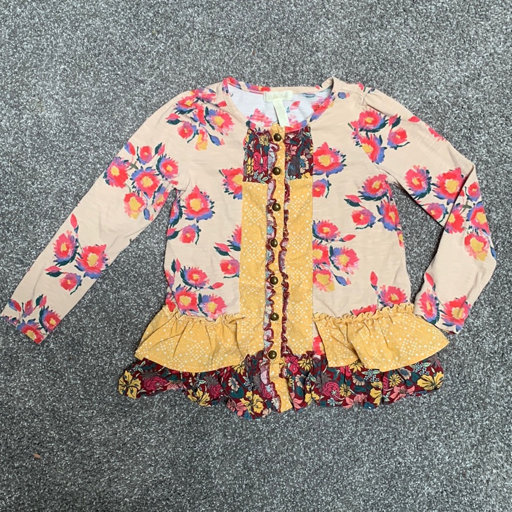 Matilda Jane Elliot Tunic Top Friends Forever Floral Long Sleeve Girl Sz 4